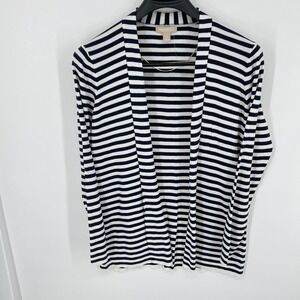 Banana Republic Striped Open Front Cardigan Sweater Navy White‎ Womens XL